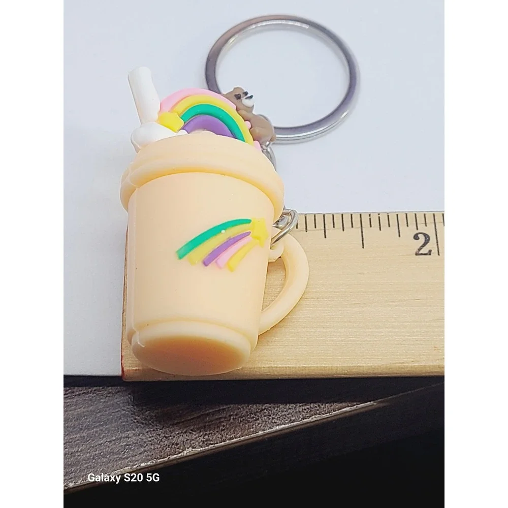 Cute Boba Drink Keychain Rainbow Bear‎ Charm Cup Bag Accessory NEW 2.0 Inches
